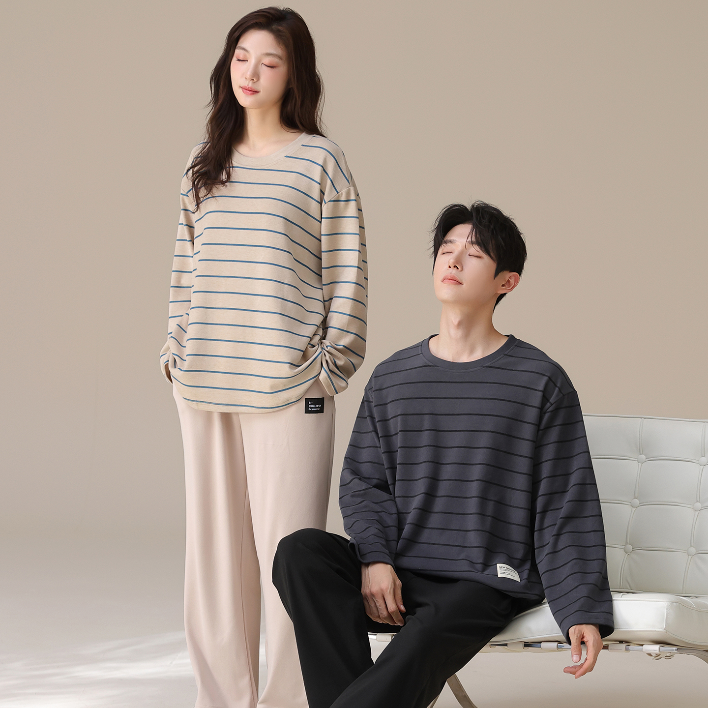 加绒加厚套头可外穿家居服套装