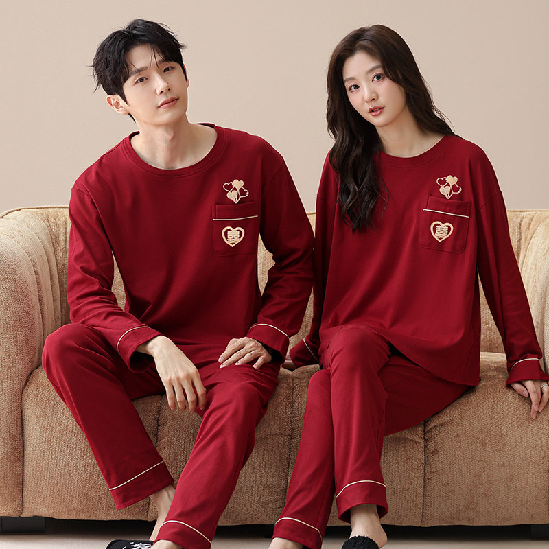 圆领男女士婚用家居服新款套装