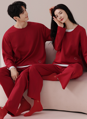 情侣睡衣结婚新婚2026新款纯棉春秋男女高档送礼圆领家居服本命年