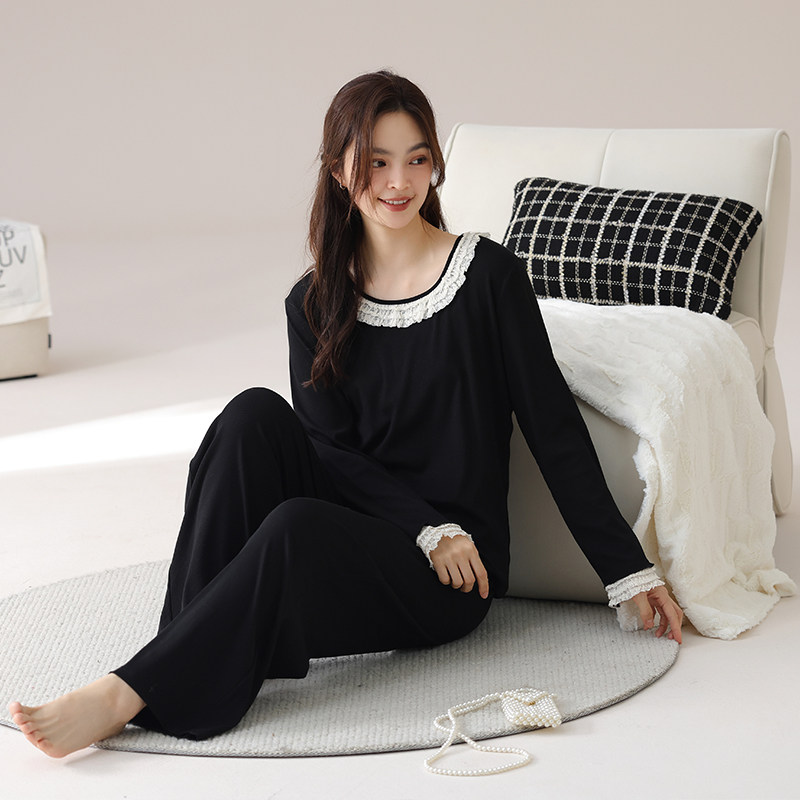 睡衣女纯棉假两件家居服