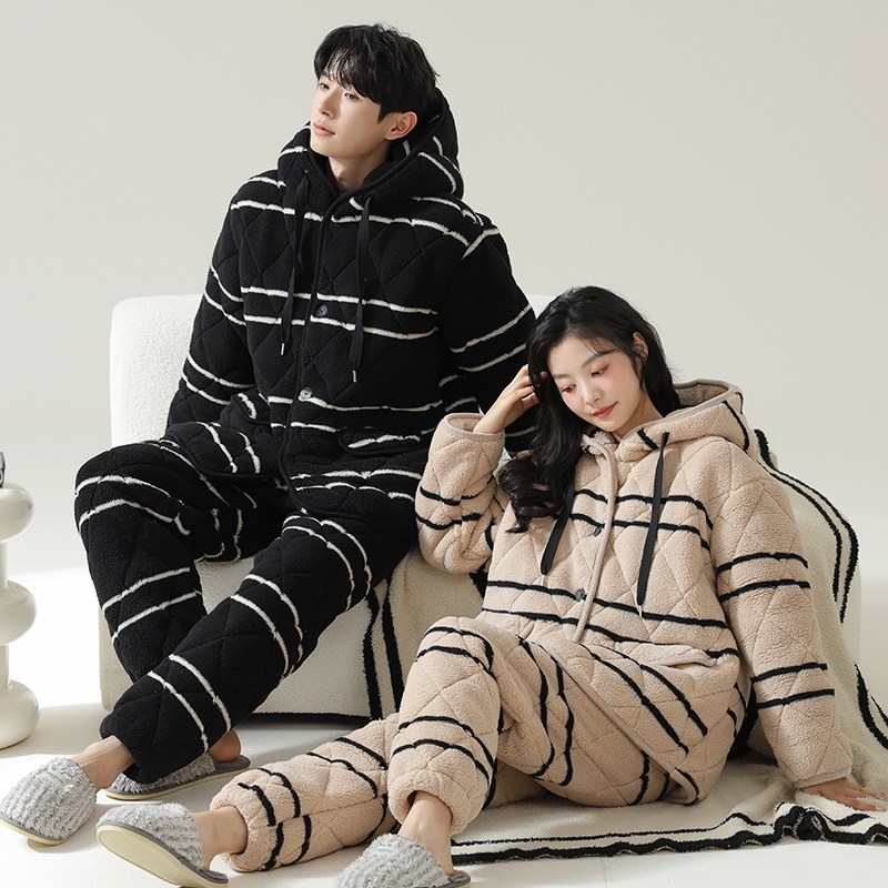 加绒加厚男士棉袄家居服可外穿