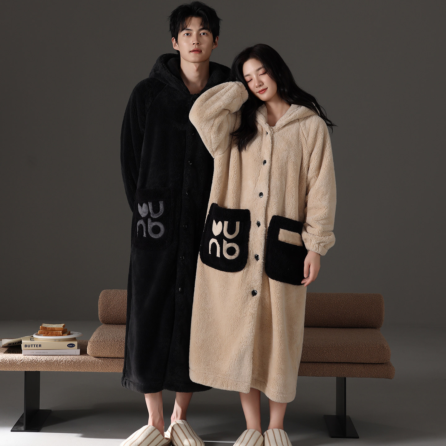 连帽长款男士睡衣2025新款家居服