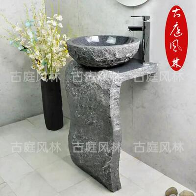 落地石制酒店会所洗手池