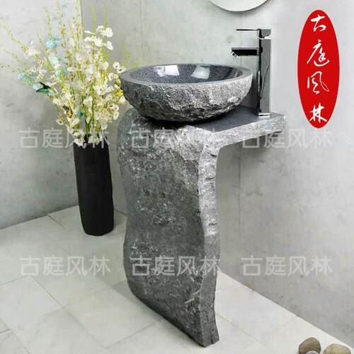 落地石制酒店会所洗手池
