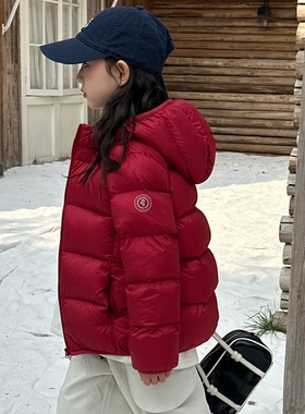 2025冬新款儿童保暖加厚男女童连帽90白鹅绒羽绒服中大童亲子外套