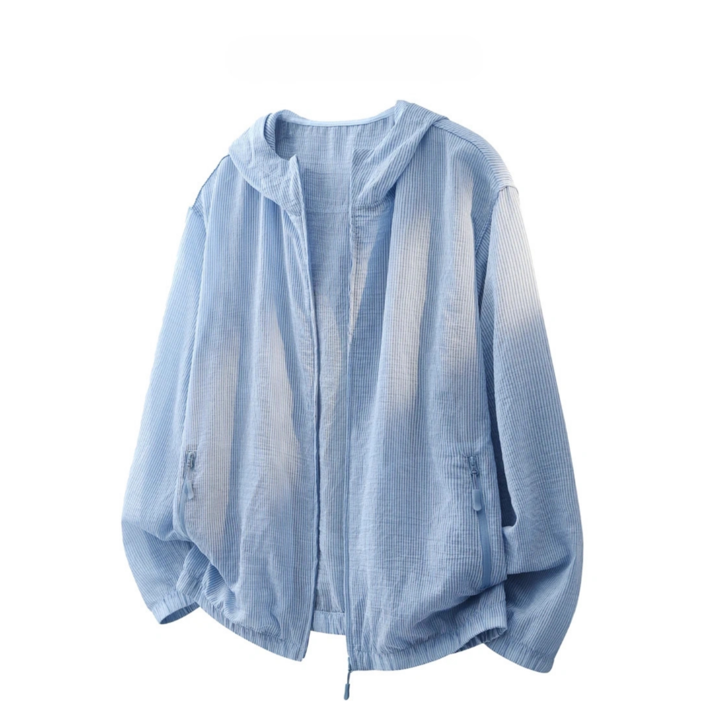 男士春夏季新款痞帅潮牌极简风拉链薄款条纹连帽夹克外套百搭时尚