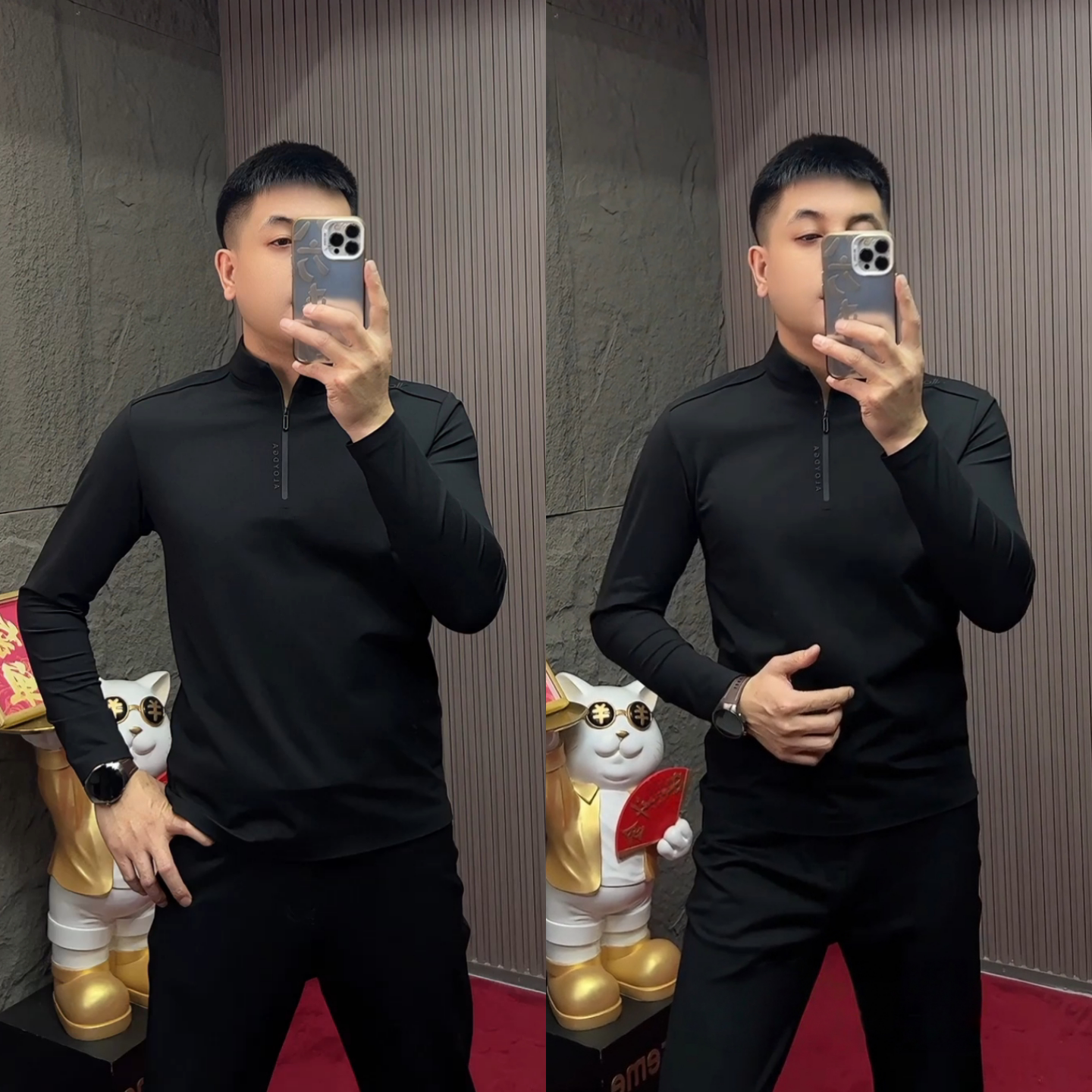 半拉链半高领卫衣男士时尚商务休闲加绒打底衫冬季新款轻奢高级感