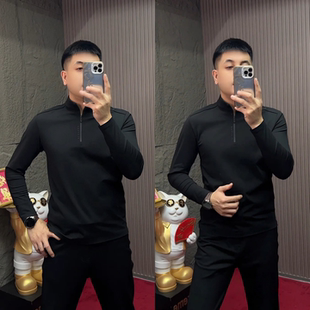半拉链半高领卫衣男士时尚商务休闲加绒打底衫冬季新款轻奢高级感