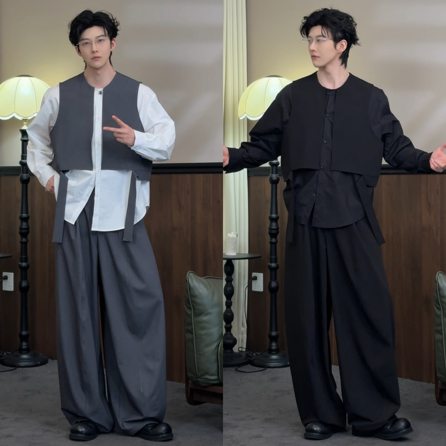 夏季格雷系男士时尚潮流简约套装