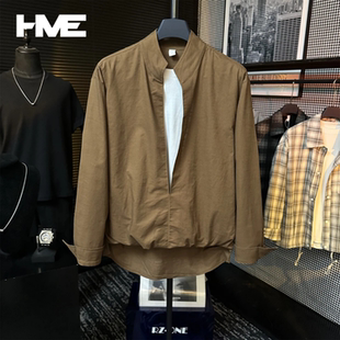 时尚 上新男士 休闲百搭高级简约小众潮流 秋季 层次感假两件立领衬衫