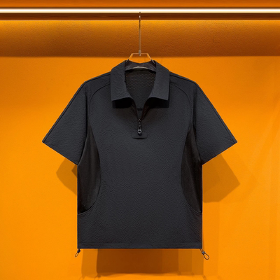夏季男士商务泡泡纱翻领T恤