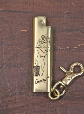 METALIZE复古黄铜打火机套防爆光身女郎TOKAI东海专用壳套钥匙扣