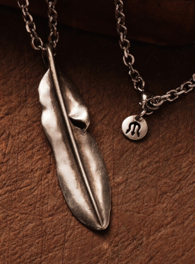 Metalize情侣镀银peace羽毛项链