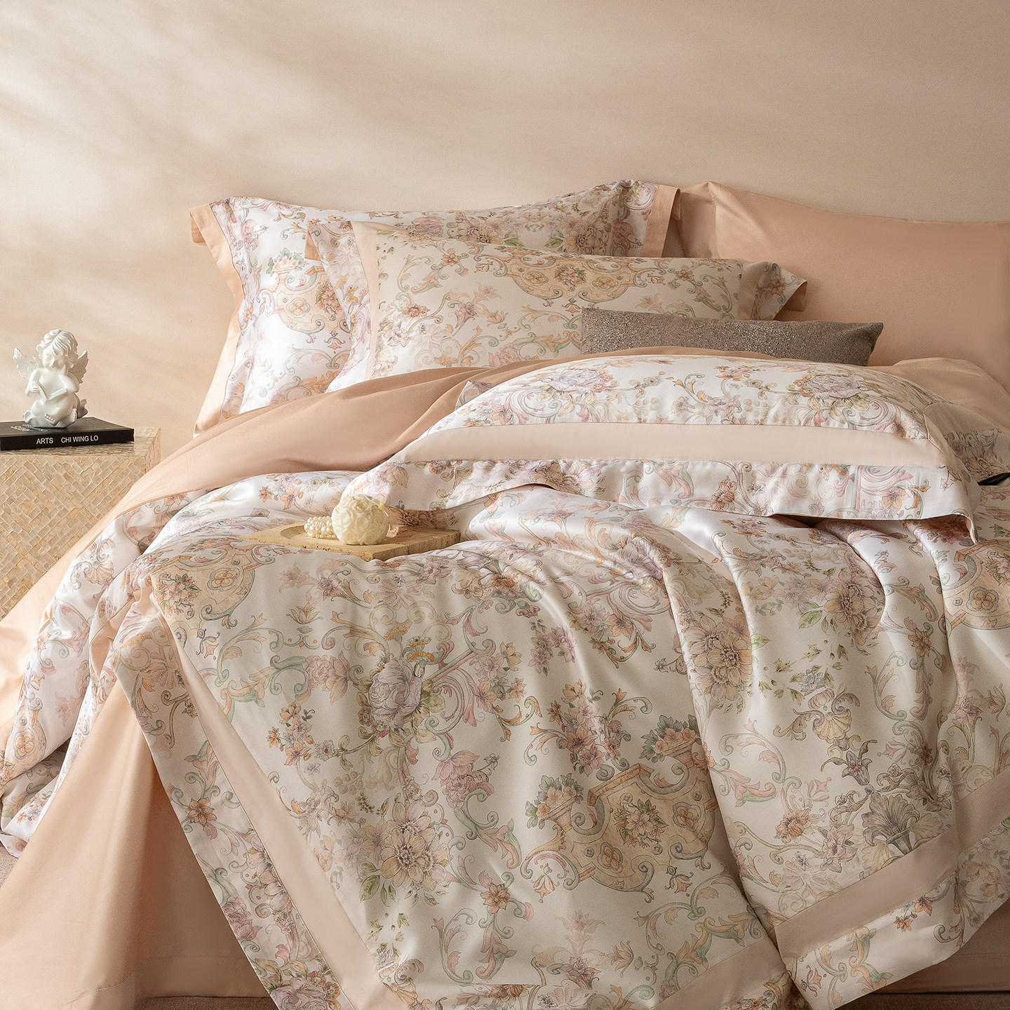 法式花园风繁花全棉四件套纯棉100支浪漫被套大版数码印花床品