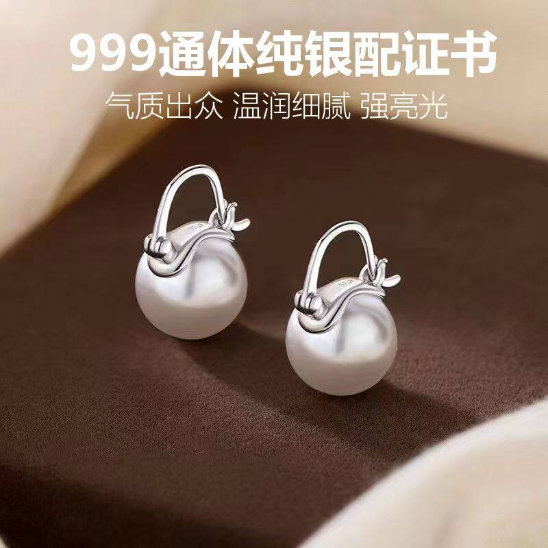 999纯银珍珠耳环女法式复古轻奢气质耳饰优雅防过敏送妈妈女朋友
