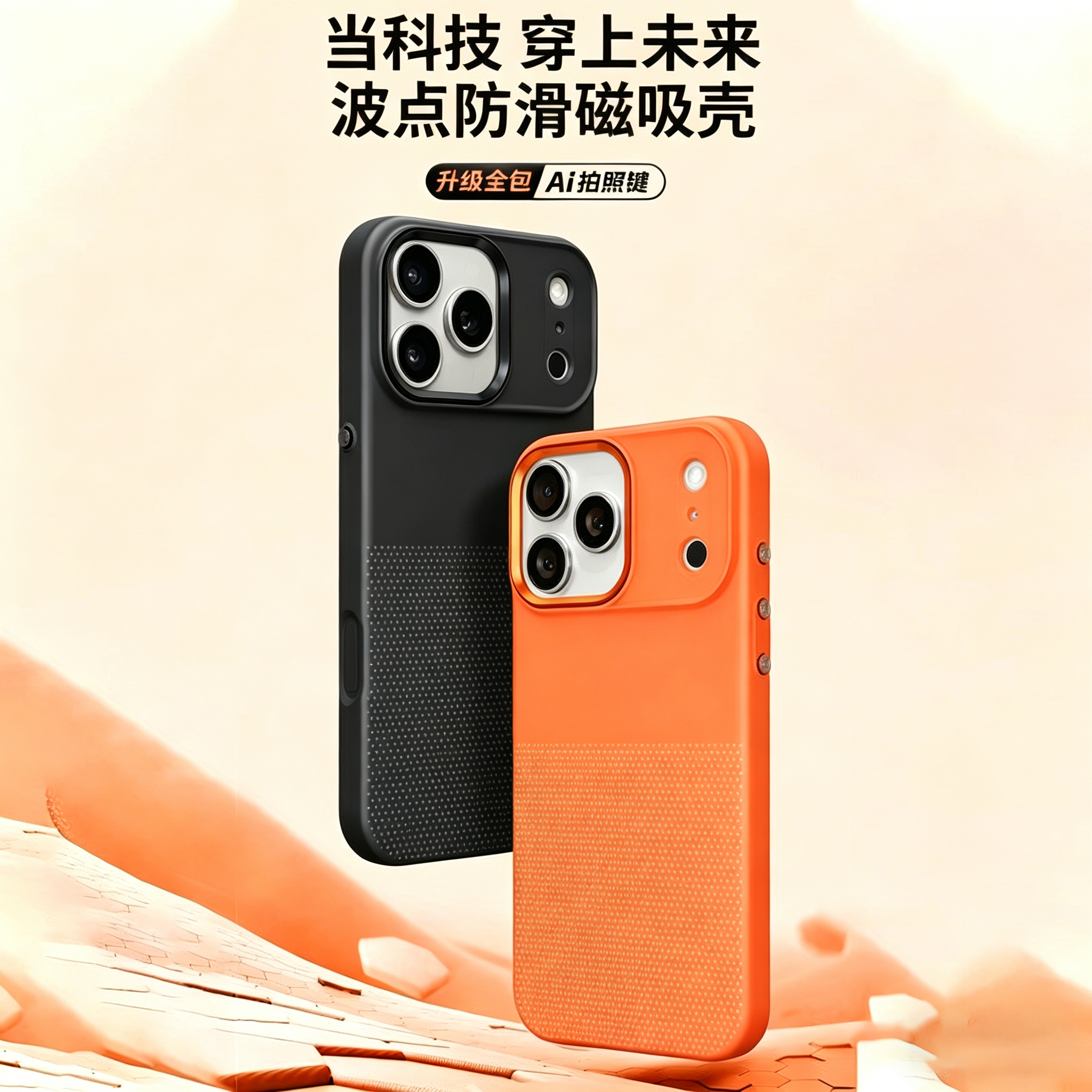 适用苹果17promax手机壳新款波点iPhone16pro高级小众ins风12promax简约磁吸保护套13/15男女款全包防摔外壳