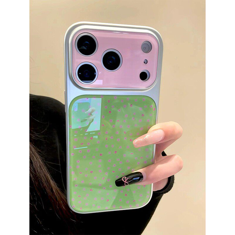 适用苹果17promax手机壳iPhone16新款高级感电镀大视窗碎花保护套15/13巨好看韩系小众14plus女ins风防摔外壳