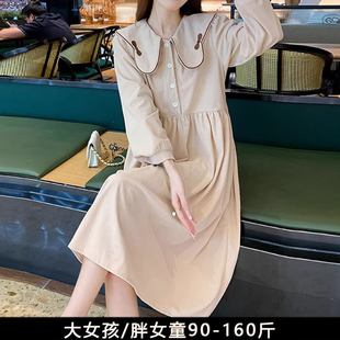 胖女孩裙子春装胖童儿童衣服女大童加肥加大大码胖女童连衣裙长袖
