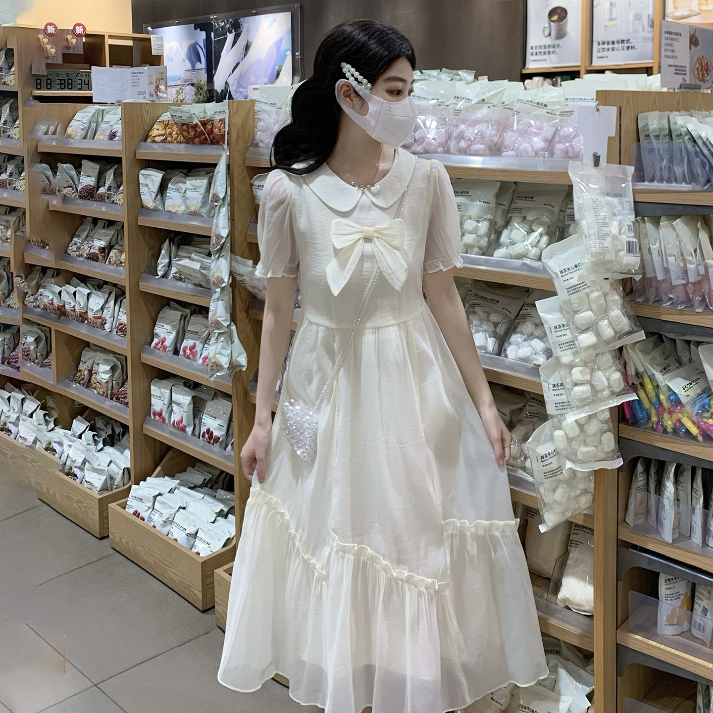 胖女童连衣裙夏季2026新款大童胖mm加肥加大码娃娃领蝴蝶结公主裙