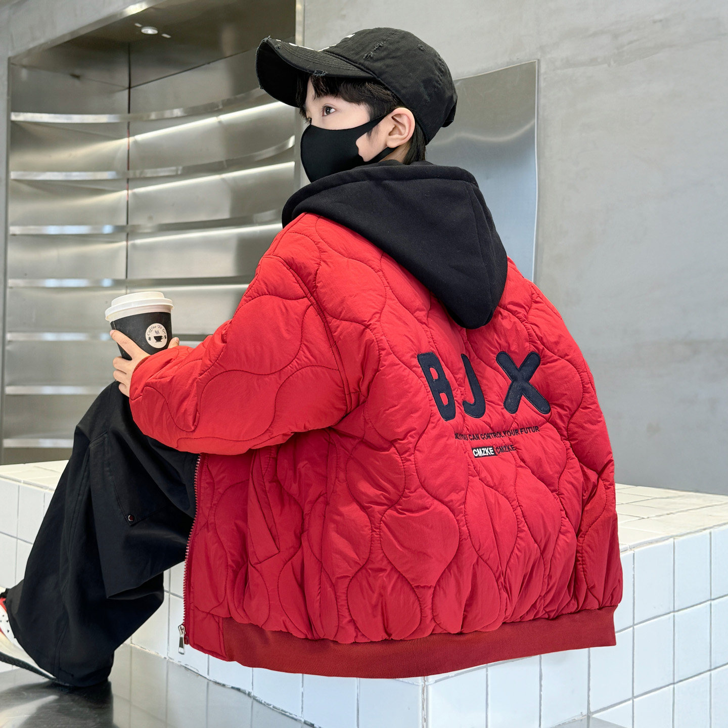 男童夹棉外套加厚连帽2025冬新款