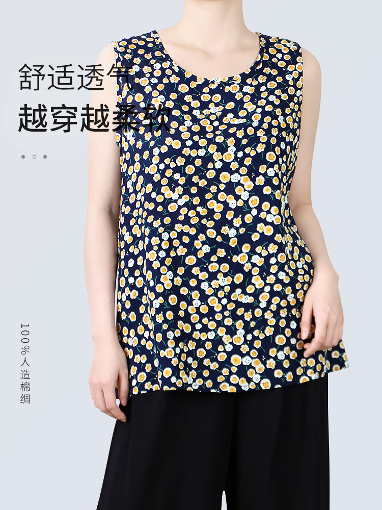 여름 여성 면 실크 조끼 얇은 캐주얼 잠옷 홈웨어 및 아웃도어웨어 인조면 라운드 넥 싱글 의류 무료 배송