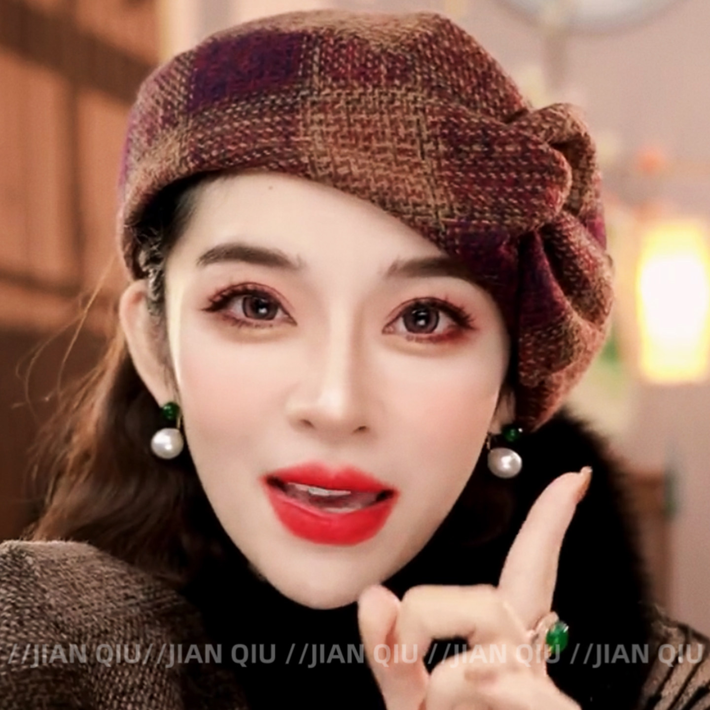 复古小香风气质纯羊毛定型保暖帽