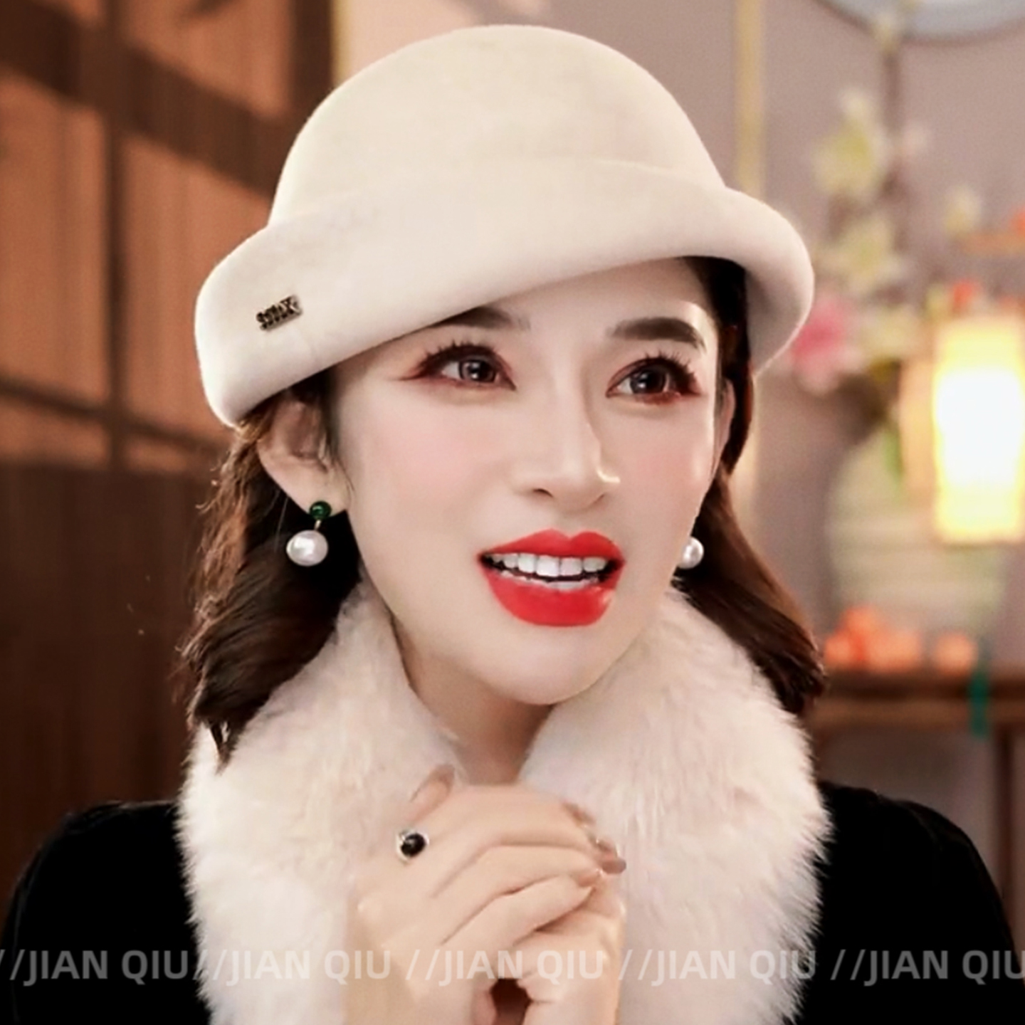 复古时尚纯羊毛简约贝雷帽