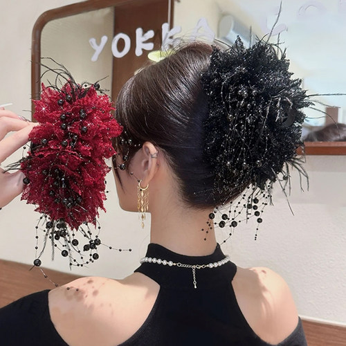 时尚气质复古流苏小众显发量抓夹