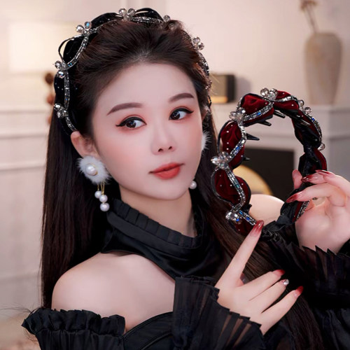 丝绒女王气质镶钻独特发箍