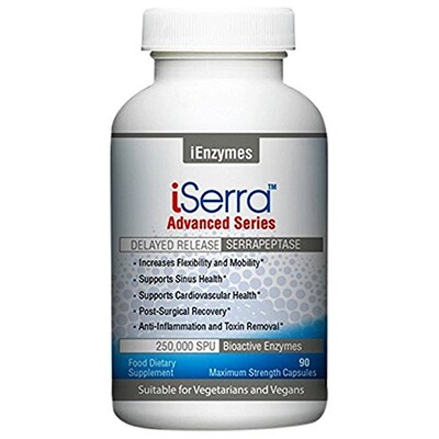 美国代购iSerra 250000 SPU Serrapeptase Enzyme 90 Maximum