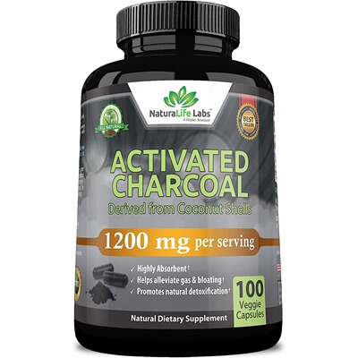 美国代购Activated Charcoal Capsules 1200mg Highly