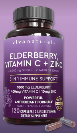 Viva Naturals Elderberry with Vitamin C and Zinc for