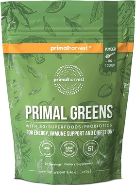 美国代购Primal Harvest Super Greens Powder, 30 Servings
