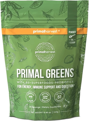 美国代购Primal Harvest Super Greens Powder, 30 Servings