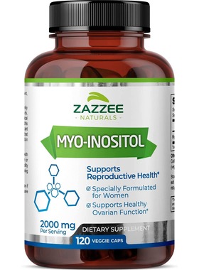 美国代购Zazzee MyoInositol 120Vegan Capsules 2000mg