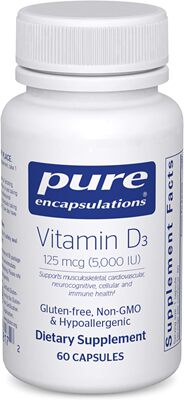 美国代购Pure Encapsulations Vitamin D3 125 mcg (5,000 IU) -a