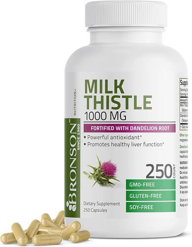 美国代购Bronson Milk Thistle 1000mg Silymarin Marianum & Dan