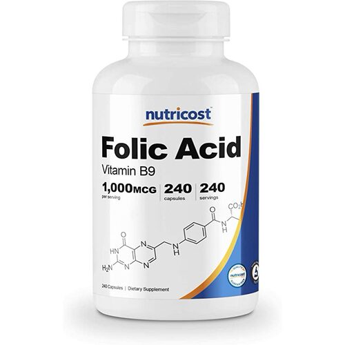 美国代购Nutricost Folic Acid VitaminB9 1000mcg240a