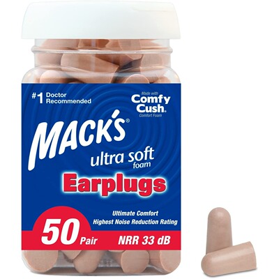 美国代购Macks Ultra Soft Foam Earplugs50 Pair 33dB High