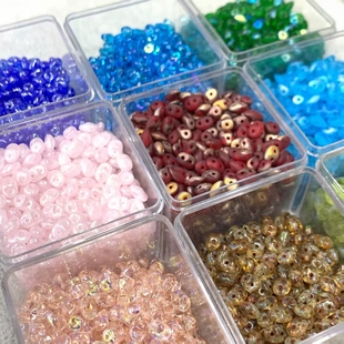 进口捷克DUO猪鼻珠3.8 金属质感DIY串珠配件 5.5捷克琉璃双孔珠