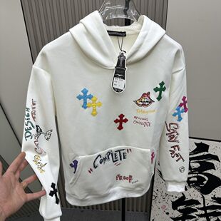 新款秋季2025轻奢CH潮牌网红同款涂鸦十字架刺绣男女卫衣宽松外套