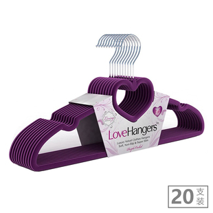 女士心型植绒衣架防滑无痕加厚宿舍阳台衣挂裙子衣撑肤感衣服架子
