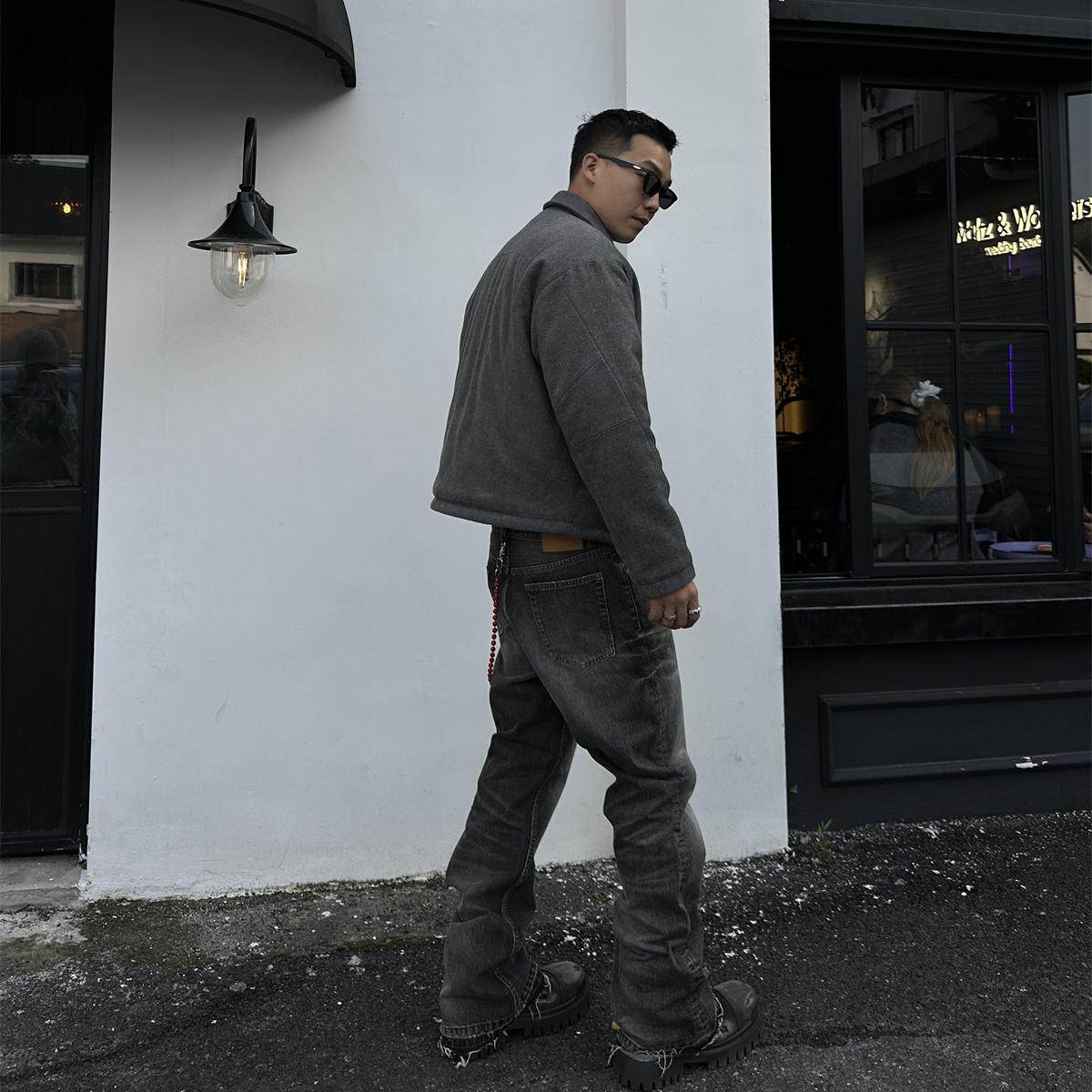 FODH方哥◆羊毛廓形立裁弯刀袖棉服短款男宽松休闲翻领保暖外套潮,男装,夹克,淘宝优惠券,粉丝福利购,淘宝优惠卷