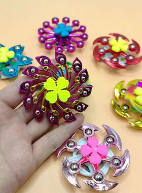 新款指尖陀螺双层炫彩电镀钢珠成人儿童手指回旋玩具手捏益智比拼