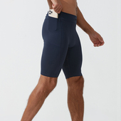 透气快干带口袋 紧身短裤 ZXVIO运动马拉松跑步压缩裤 男骑行五分裤