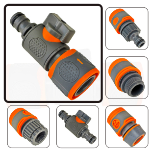 德漪包胶直通带开关阀门4分6分快接软水管修补接皮管对接器延长接