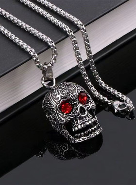 长款项链男个性骷髅头街舞百搭