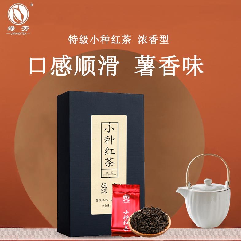 绿芳茶叶新茶小种福建高山红茶浓香型特级春茶礼盒装包装100g*2