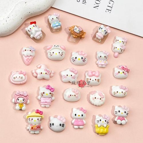 卡通凯蒂猫美甲饰品穿戴甲钻饰HelloKitty发卡手机壳材料冰箱贴