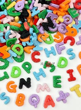 数字英文立体食玩饼干美甲饰品彩色字母卡通穿戴甲钻饰趣味贴片